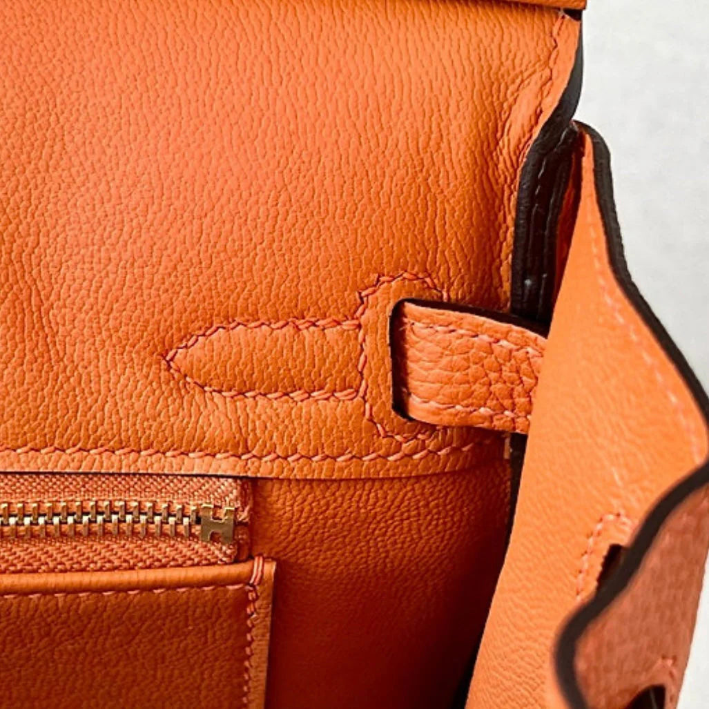 Sac à main en cuir orange brûlé avec cadenas – maison mathurine